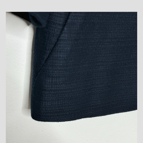 J Crew Blazer Cropped Jacket 3 Button Closure Navy Blue Textured Elbow Sleeves 8 - Picture 6 of 9